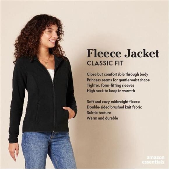 Womens Fleece Jacket Full Zip Polar Soft Cozy Long Sleeve Plus Size Outdoor - Picture 2 of 7